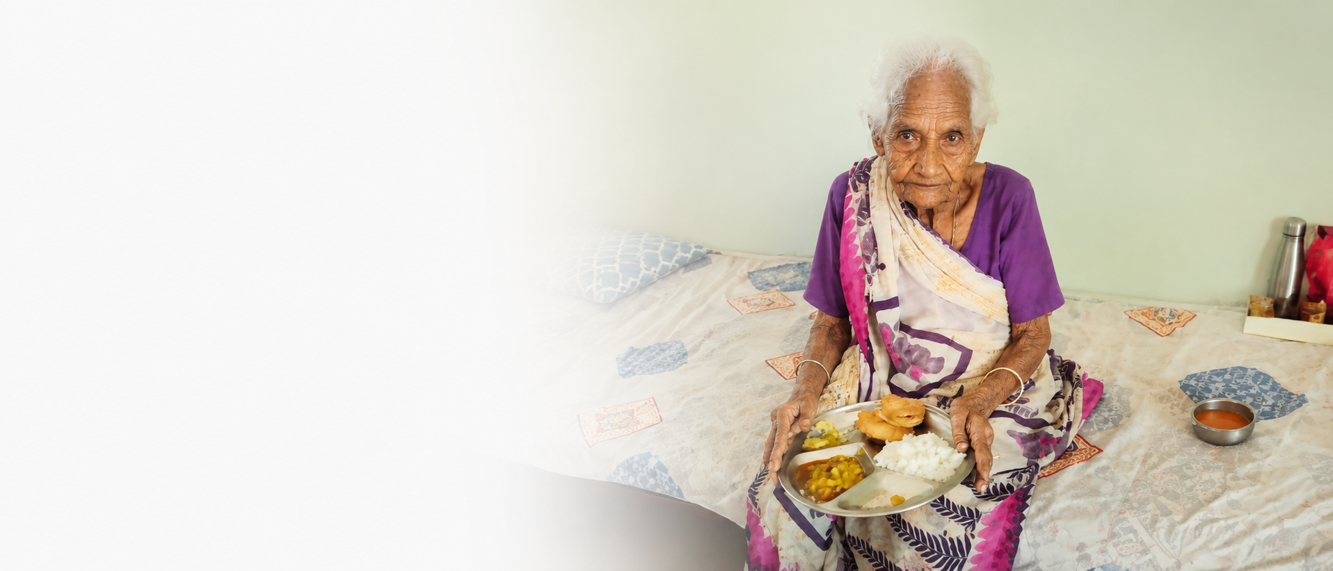 Elder woman receiving a nutritious meal